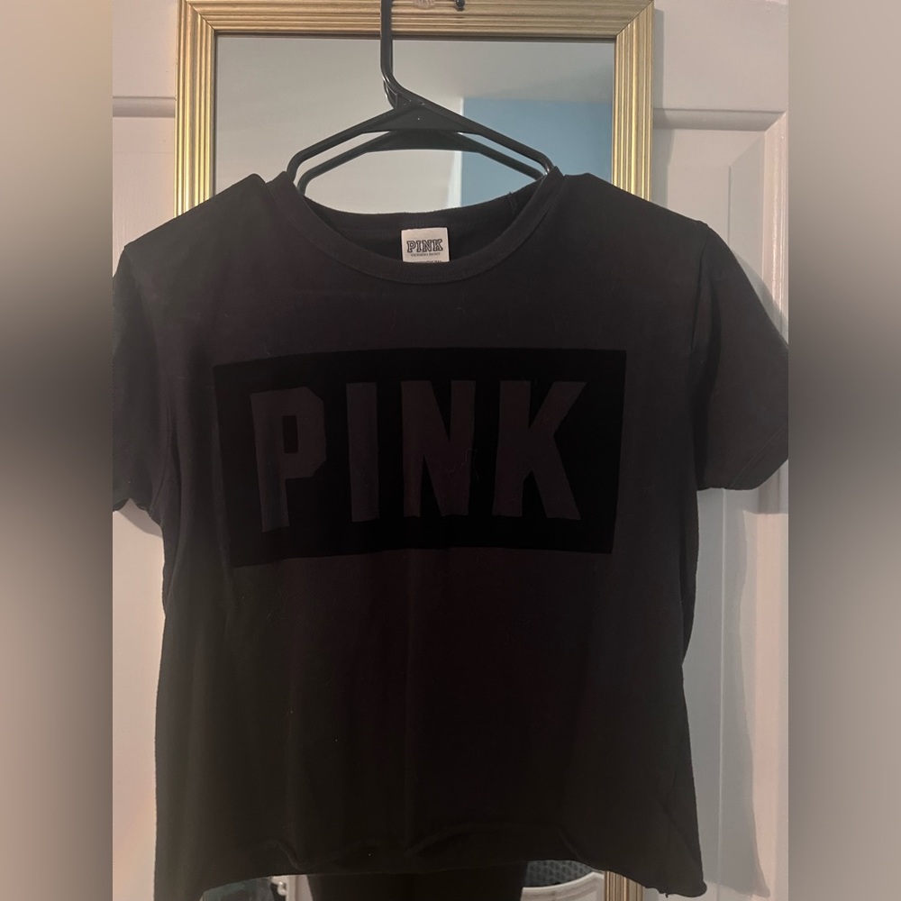 PINK Black Crop Top